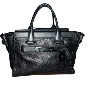 Coach “Swagger” Black with Black Hardware Rare! 14” x 9” satchel handbag
